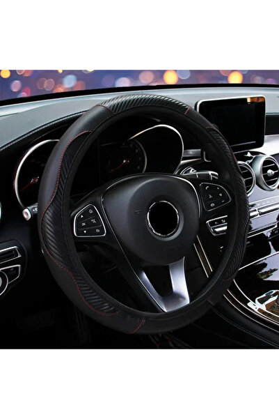 Choice 01-غطاء عجلة قيادة سيارة أسود 37-38.5 سم من الجلد الصناعي القابل للتنف...