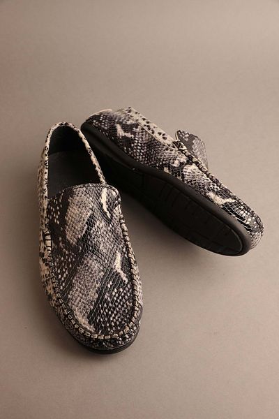 Gondol Loafer clasic pentru bărbați din piele naturală Black Snake 41 ttx.209