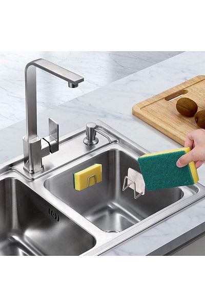 COOYA 2Pcs Sponge Holder, Strong Adhesive, Sink Holder for Brush and Sponge, Premium Rustproof