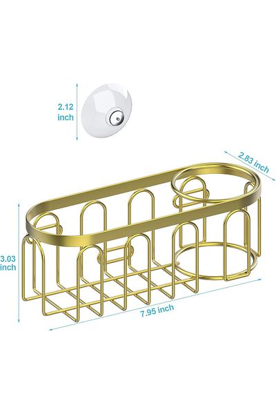 COOYA 2-in-1 Sponge Holder for Kitchen Sink, No Drill Rustproof, Sponge Rack for Place Soap, Sponge (Gold)