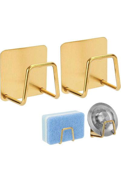 COOYA 2Pcs Sponge Holder, Kitchen Sink Essentials, Stainless Steel Rustproof, Quick Drying, Mini Size