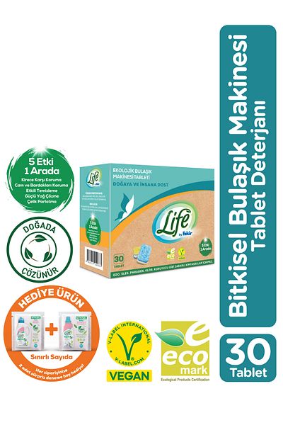 Life by Fakir Ekolojik Vegan Bulaşık Makinesi Tablet Deterjanı 30 Lu