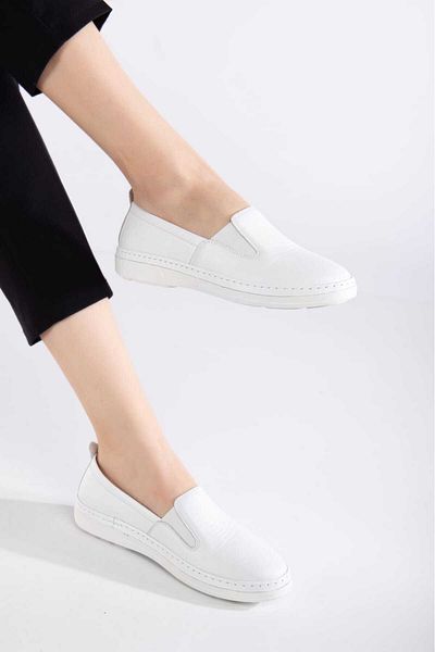 AYAKKABİSEPETİ PANTOFI SPORT DE CONFORT ALB PIELE VERITĂ