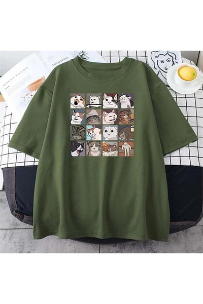 Karakedi Μπλουζάκι Unisex με κοντό μανίκι Cat Faces Collage