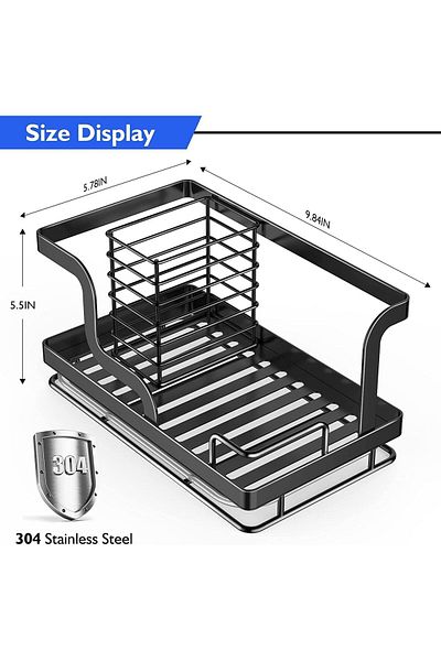 COOYA Kitchen Sink Caddy Organizer, with Removable Drain Pan, Stainless Steel Storage Basket