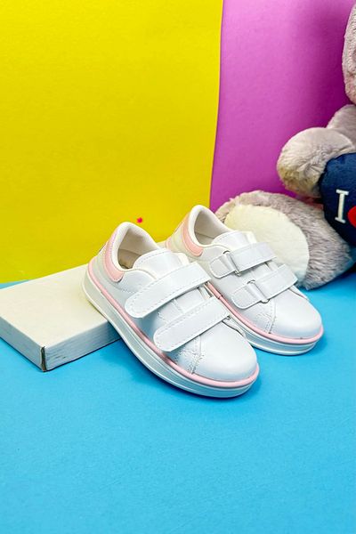 İmerShoes Pantofi alb cu pudră pentru băieți și fete - Pantofi sport confortabili, ușori, cu talpă groasă cu velcro 525pf