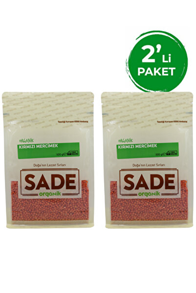 Sade Organik SADE ORGANİK KIRMIZI İÇ MERCİMEK 500 GR 2 Lİ PAKET