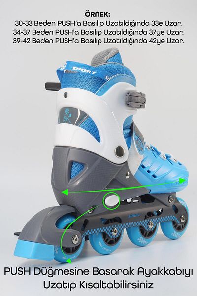 Telvesse Blue 8888 Roller Skates with Bag, Double Row Adjustable Roller Size for Exercise