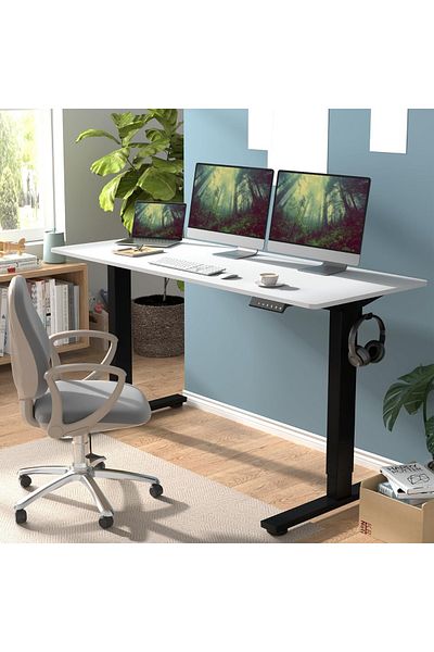 Mahmayi FlexiSpot Modern Adjustable Standing Desk Ergonomic 150x60 cm - White and Black