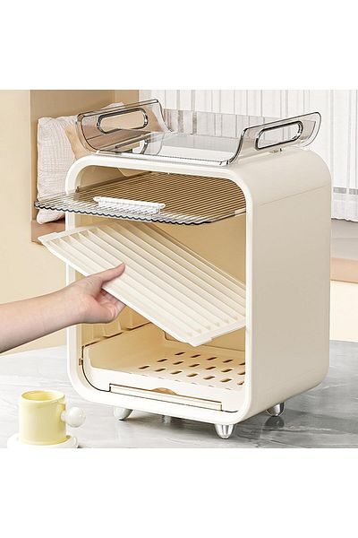 COOYA Baby Bottle Drying Rack with lid,Large Nursing Baby Dinnerware, Organizer Storage Box