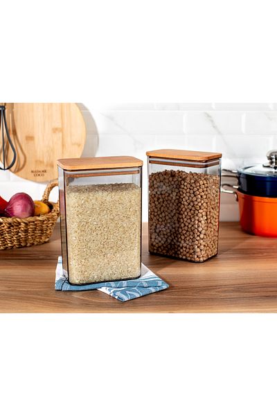 Madame Coco Diviera 2000ml 2-Piece Storage Set with Wooden Lid