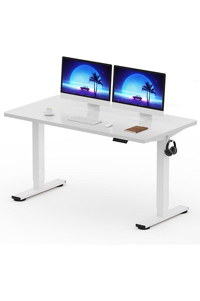 Mahmayi FlexiSpot Electric Standing Desk Ergonomic 141x76 cm Workstation - Premium White