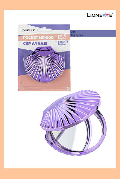 Lionesse Taşınabilir Cep Aynası (İSTRİDYE GÖRÜNÜMLÜ) 2054 - 2 Kat Büyüteçli ,...