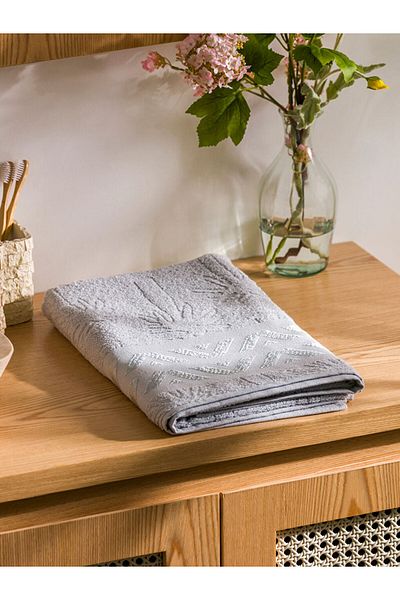 LC Waikiki Gray Embroidered Men's Bath Towel 70X140 cm