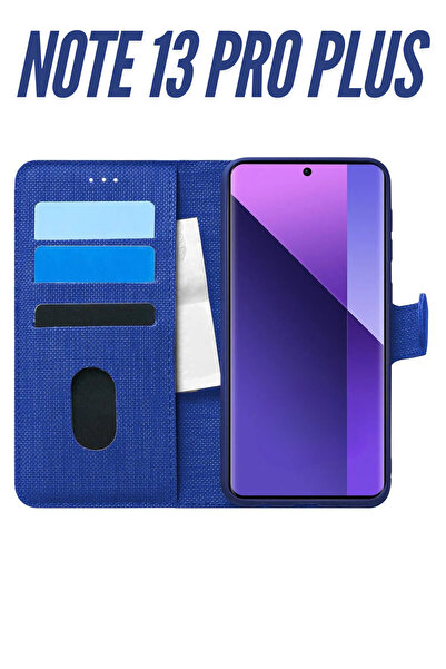 UPEKA Xiaomi Redmi Note 13 Pro Plus 5G Kılıf Kumaş Desenli Cüzdanlı Standlı K...