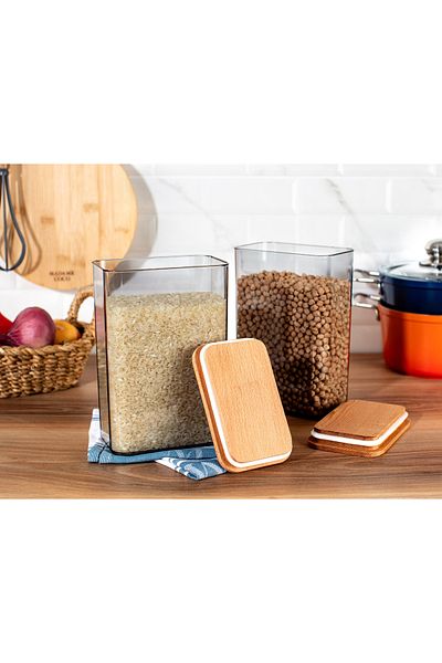 Madame Coco Diviera 2000ml 2-Piece Storage Set with Wooden Lid