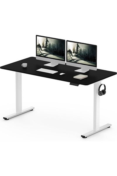 Mahmayi FlexiSpot Electric Standing Desk with Height Adjustable 141x60 cm - Charcoal Black