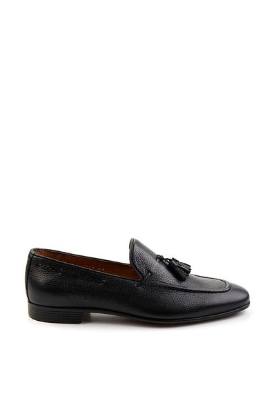 Bambi Black Leather Men's Casual Shoes E 01587219740