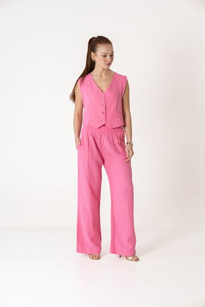 VerdeBlanco Cotton Vest and Palazzo Set Missile