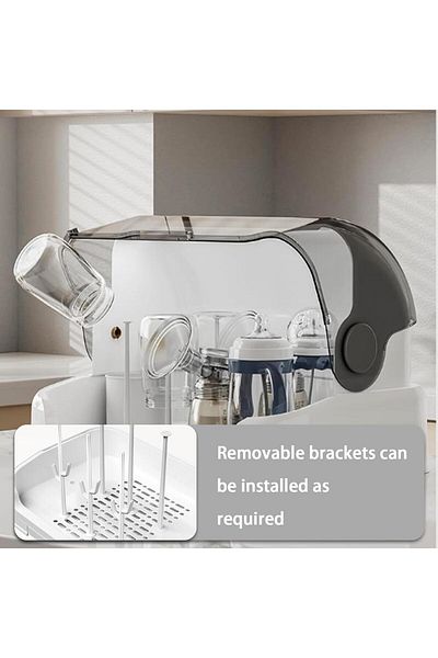 COOYA Baby Bottle Drying Rack, Storage Box with Cover, Portable Baby Bottle Holder with Drainer