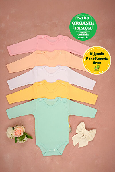 bebetospik 5'li Pamuklu Uzun Kollu Çıtçıt Body Zıbın