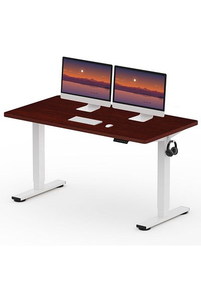 Mahmayi FlexiSpot Electric Standing Desk Ergonomic 141x75 cm Workstation - MIH Mahogany