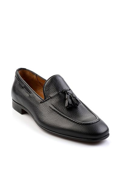 Bambi Black Leather Men's Casual Shoes E 01587219740