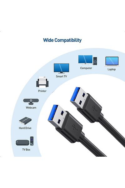 Choice 0.45 متر 5 قطع كابل USB 3.0 قصير من النوع A USB 3.0 ذكر إلى ذكر لمروحة/لوحة تبريد الكمبيوتر المحمول والكاميرا، الولايات المتحدة