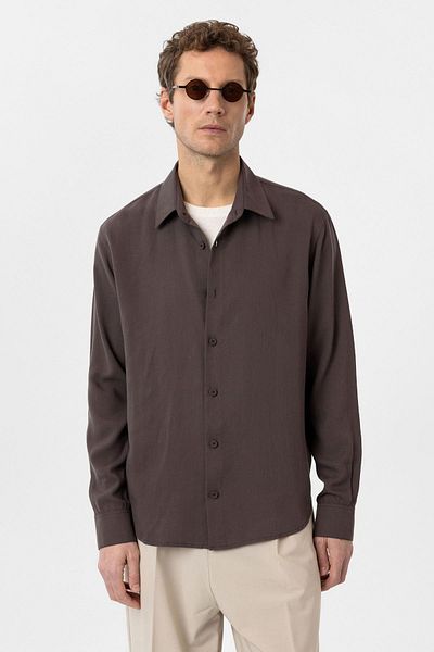 Antioch Brown Relax Fit Lyocell Fabric Men's Shirt