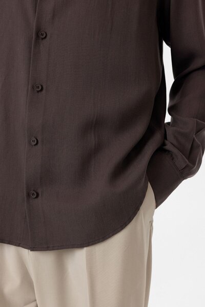Antioch Brown Relax Fit Lyocell Fabric Men's Shirt