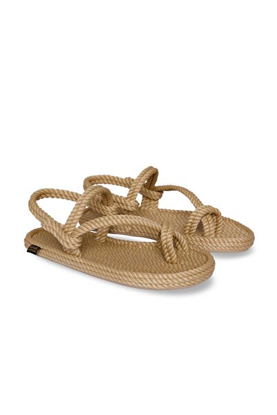 Nomadic Republic Beige Women's Rope Sandals, Hawaiian Design Rubber Sole