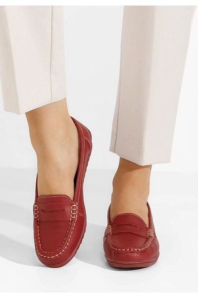 B T Shoes Valmera V3 red genuine leather loafers