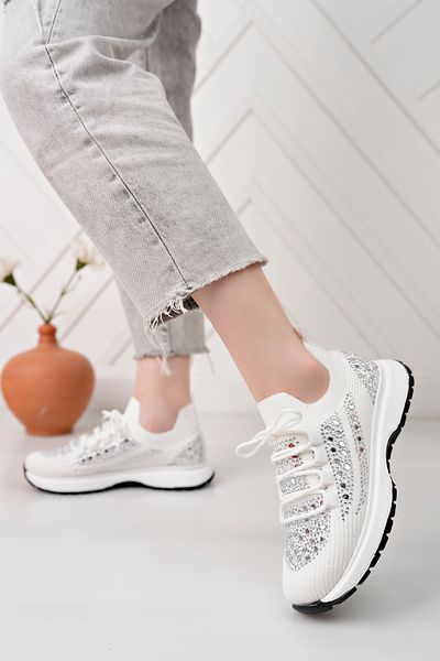 moda sara Tricotaj alb cu piatră în partea de sus Pantofi sport