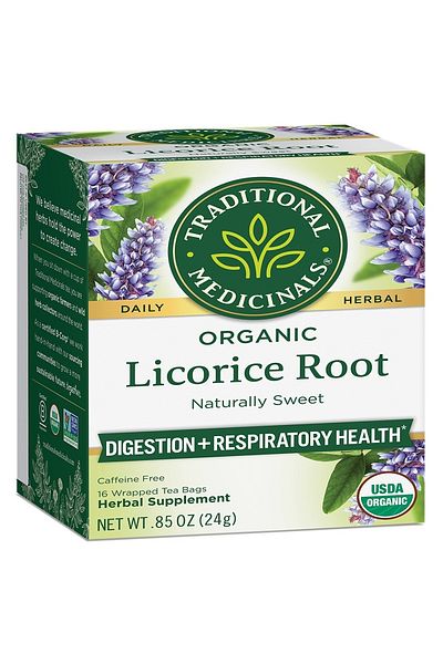 TRADITIONAL MEDICINALS جذر عرق السوس العضوي، لصحة الجهاز الهضمي والجهاز التنفسي، 16 كيس شاي