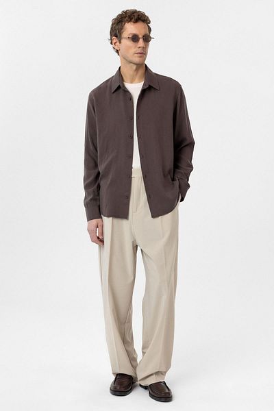 Antioch Brown Relax Fit Lyocell Fabric Men's Shirt