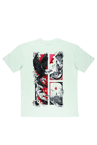 By Caspita Fashion Lenithra American Back Soft Unisex Oversize kroj Bela T-shirt