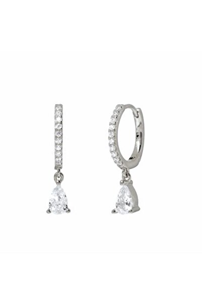 Bylin أقراط دائرية مطرزة بالزركون مع حلية متدلية - زوج واحد