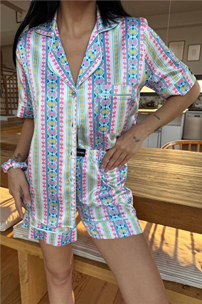 COCCOLARSI Colori Del Mondo Saten Kısa Pijama Takımı CDM1611