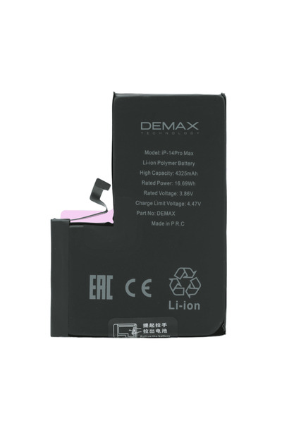 DEMAX TECHNOLOGY İphone 14 Pro Max Güçlendirilmiş Yüksek Kapasiteli Batarya 4...