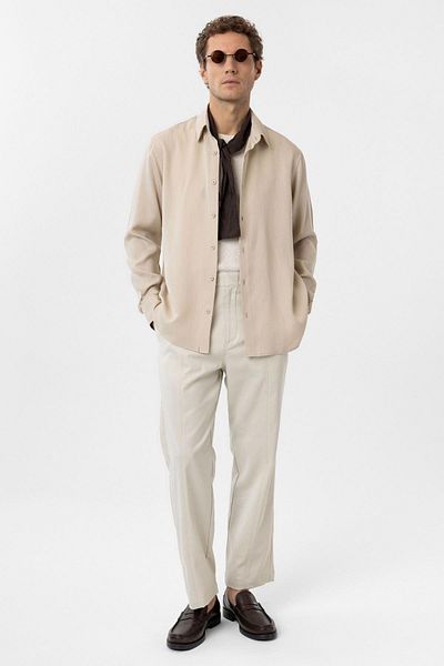 Antioch Beige Relax Fit Liyosel Fabric Men's Shirt
