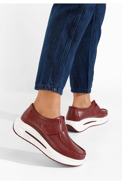 B T Shoes Alseida red thick-soled leather loafers