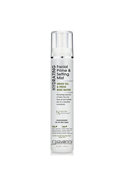 Giovanni Facial Prime & Setting Mist, Infused with Green Tea & Fresh Rose Water, 147ml