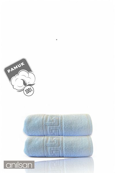 Anılsan Pachet 2 prosoape de mână albastru grecesc - 50x90 cm, 225 gr, 100% bumbac, prosoape spa și hotel