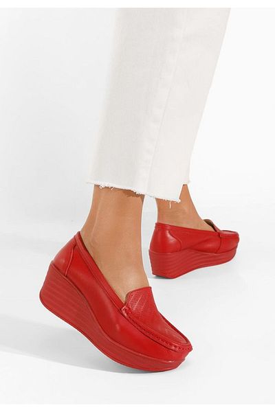 B T Shoes Tangelo women's red platform loafers