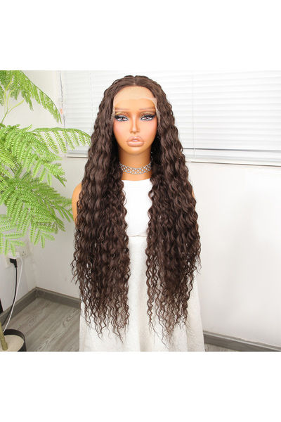 Mina Peruk Afro Dalga Kumral Fiber Sentetik Tül Peruk