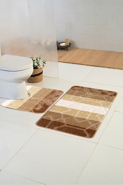 Moda Dekor Χαλάκι μπάνιου Colorline Lentine Brown 50x80 - 50x40 2 τεμαχίων