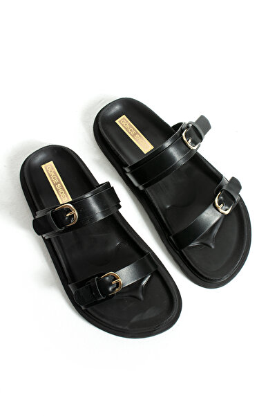 Gökçe Shoes RONA SİYAH KEMER TOKA DETAY KADIN TERLİK