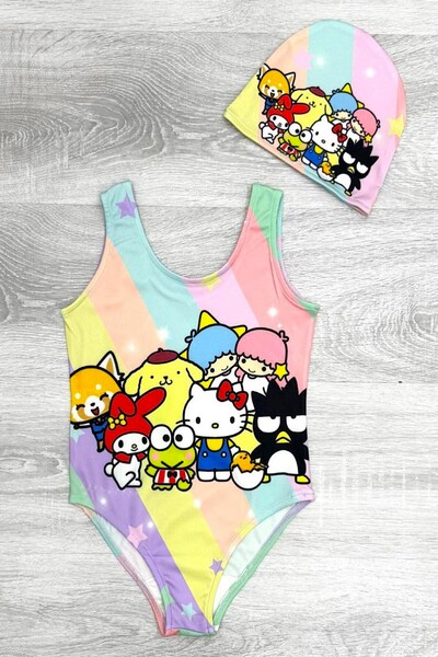 DeKuBaby New Season 2 Pieces, Bonnet, Cartoon Character Figure, Uv Protected, Baby Girl-Child Swimsuit
