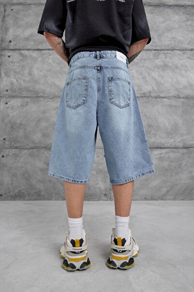 NOMARC Men's Blue Vms Oversize Capri Denim Shorts