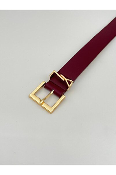 Descoin Bordó négyzet alakú arany csatos női öv. Kabát öv, ruha öv, nadrág öv, ing öv